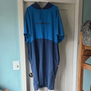 Blue Rooster Hooded Poncho